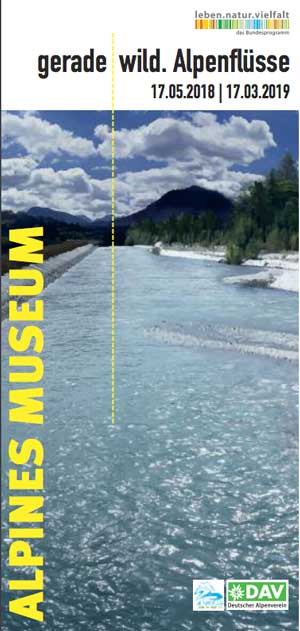 Plakat zur Ausstellung gerade wild. Alpenflüsse 