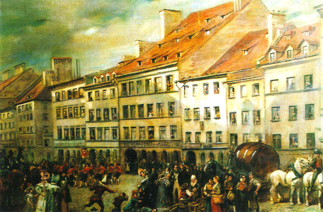 Schäfflertanz vor   der Augustinergaststätte