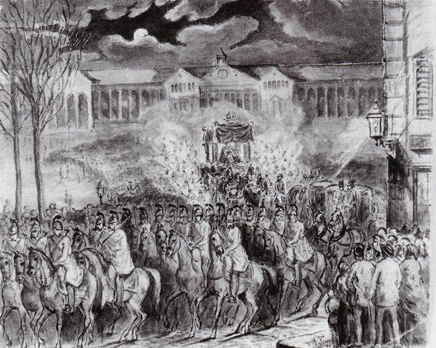 Ankunft der Leiche König Ludwig I. in München