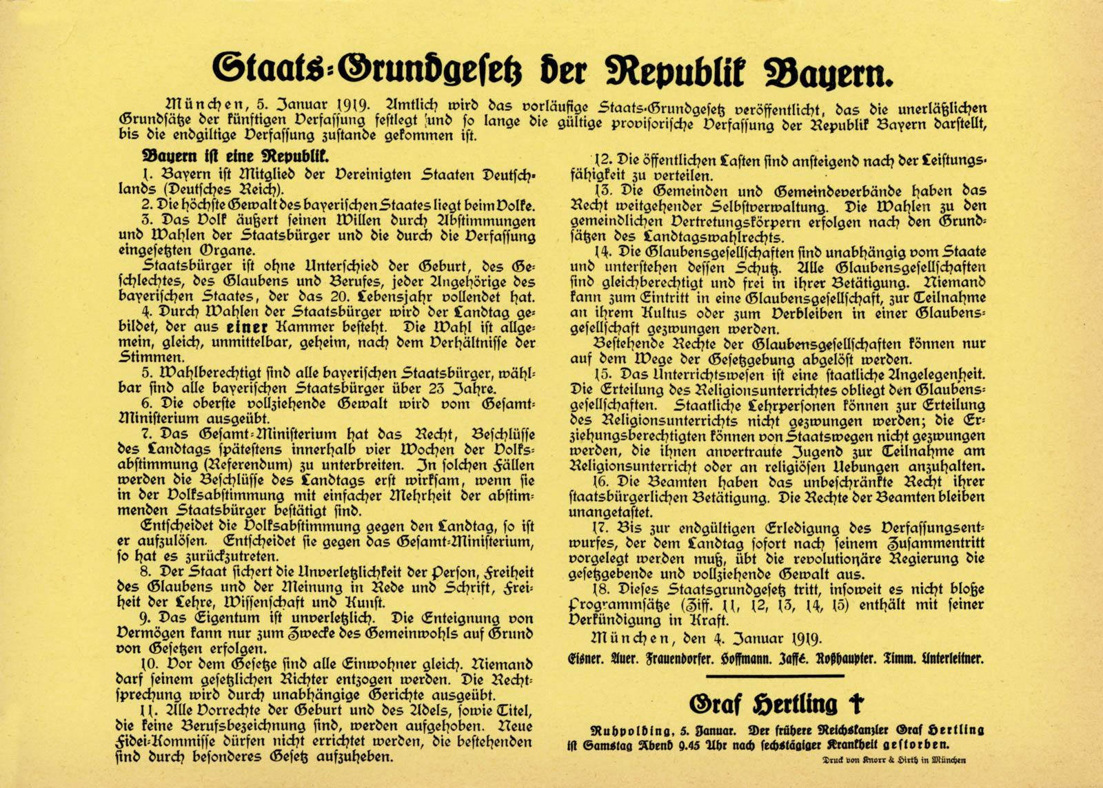 Staats-Grundgesetz der Republik Bayern