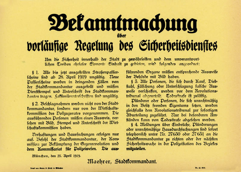 Bekanntmachung über die vorläufige Regelung des Sicherheitsdienstes