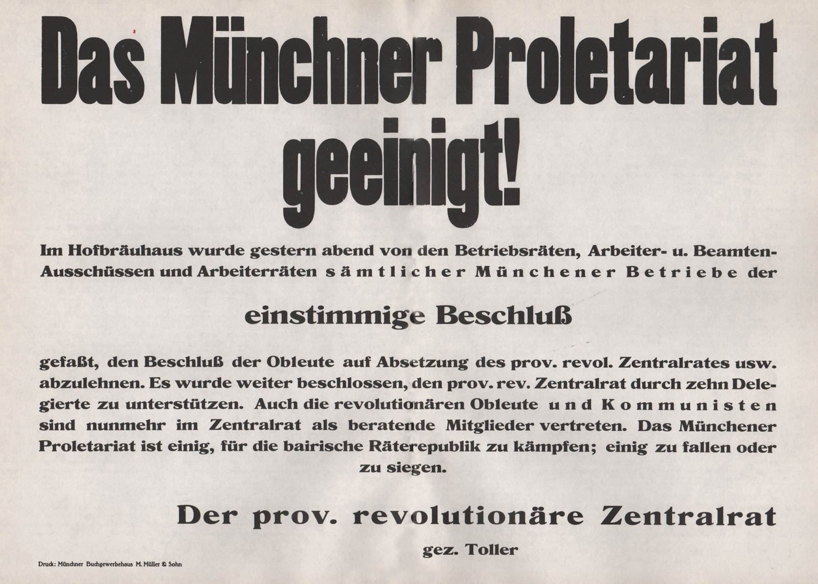 Das Münchner Proletariat geeinigt!