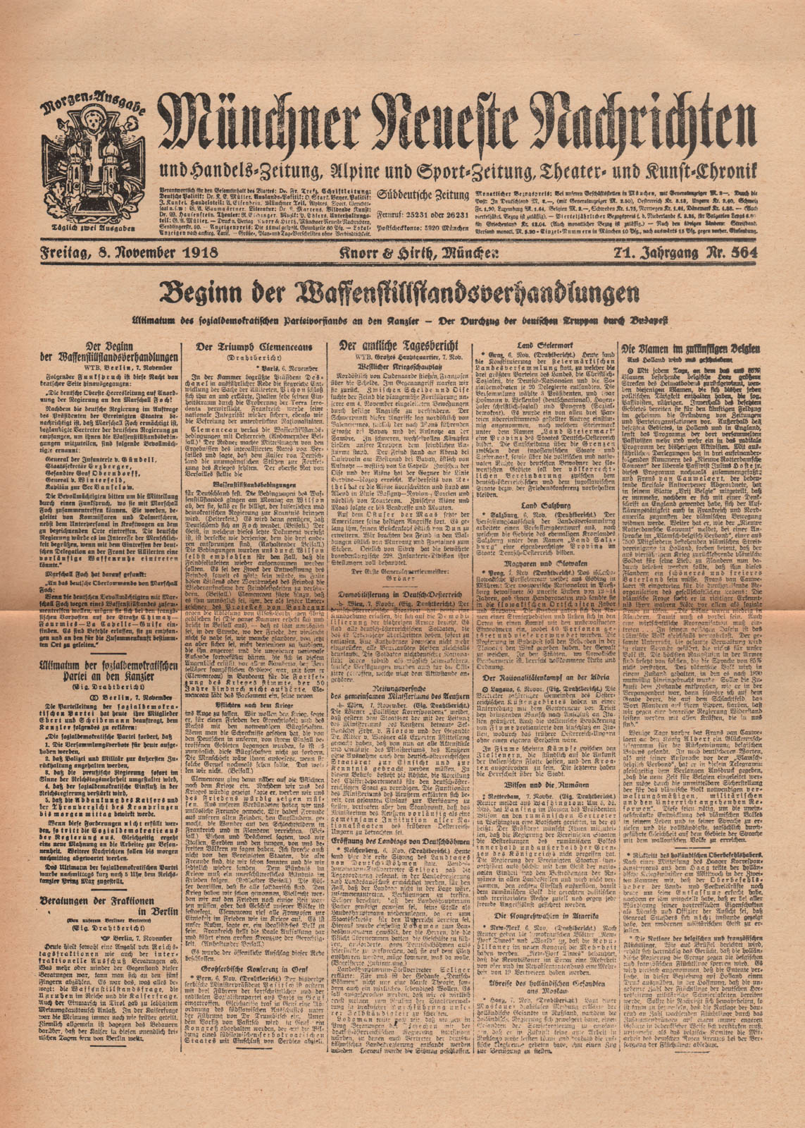 Beginn der Waffenstillstandsverhandlungen