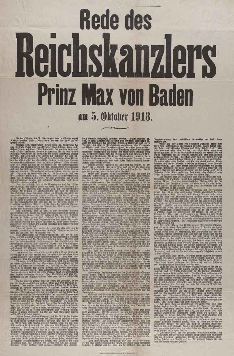 Rede des Reichskanzlers Prinz Max von Baden