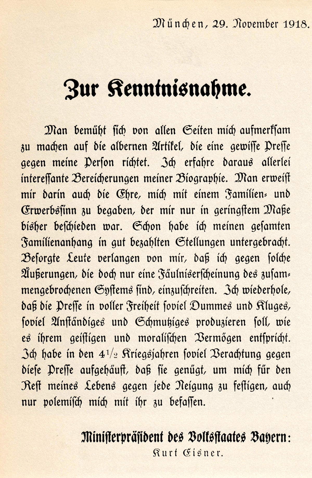 Plakat - Zur Kenntnisnahme