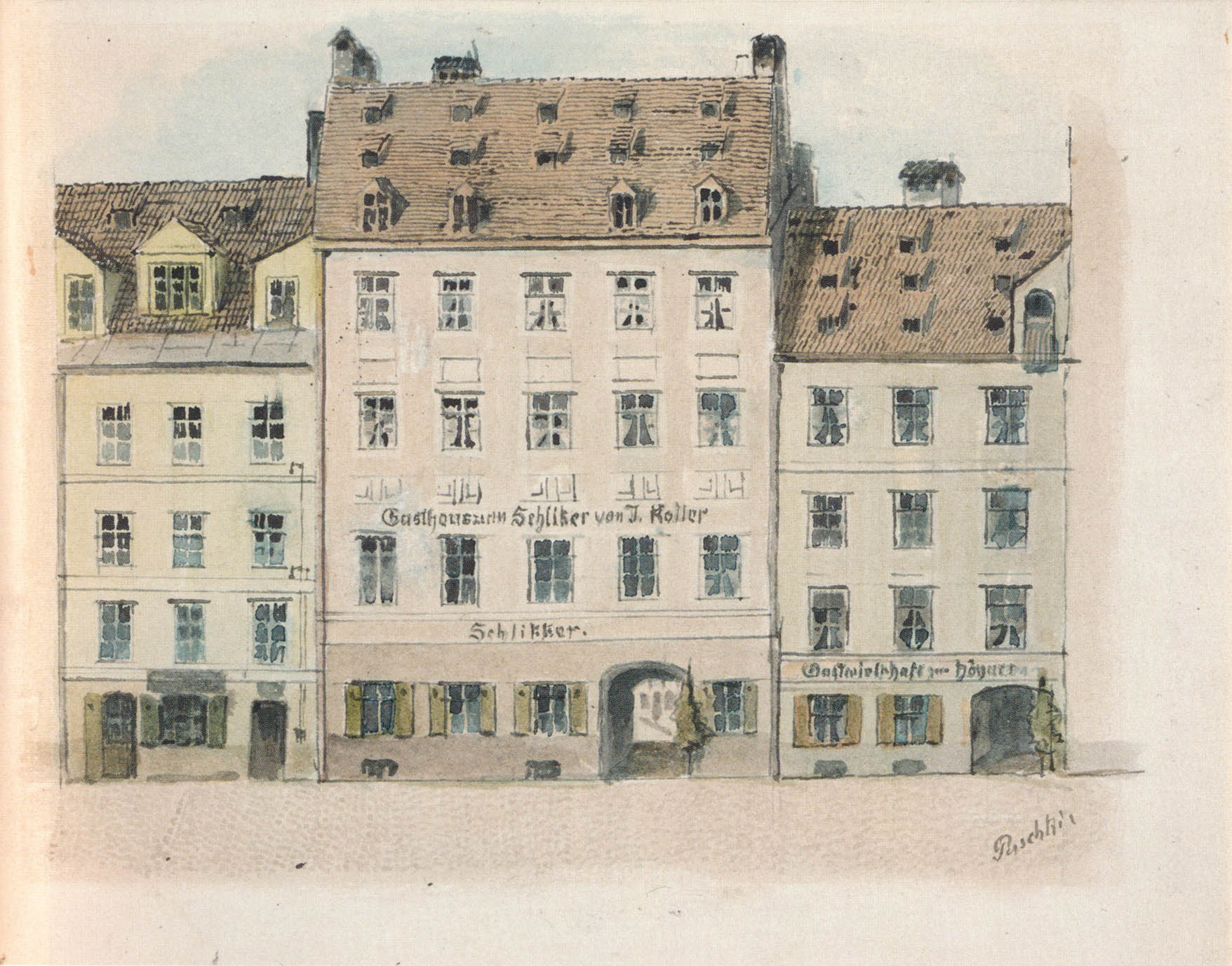 Gasthäuser »zum Schlicker« und »zum Höger« im Tal