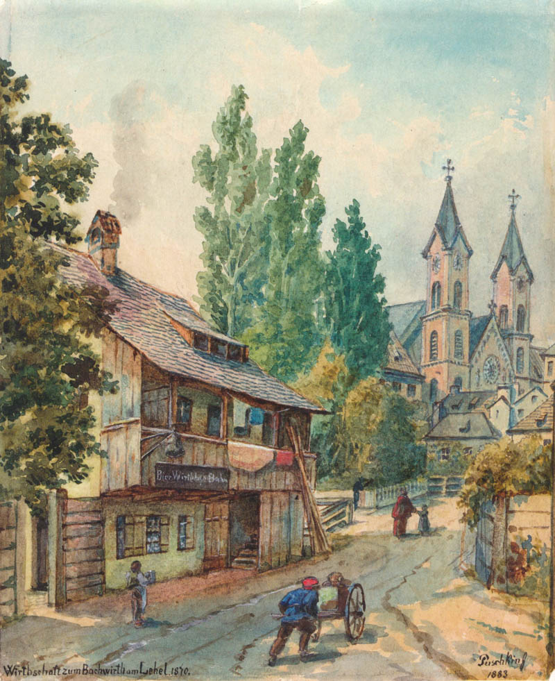Der »Bachwirt« in der Pfarrstraße mit der St.-Anna-Pfarr- und Klosterk