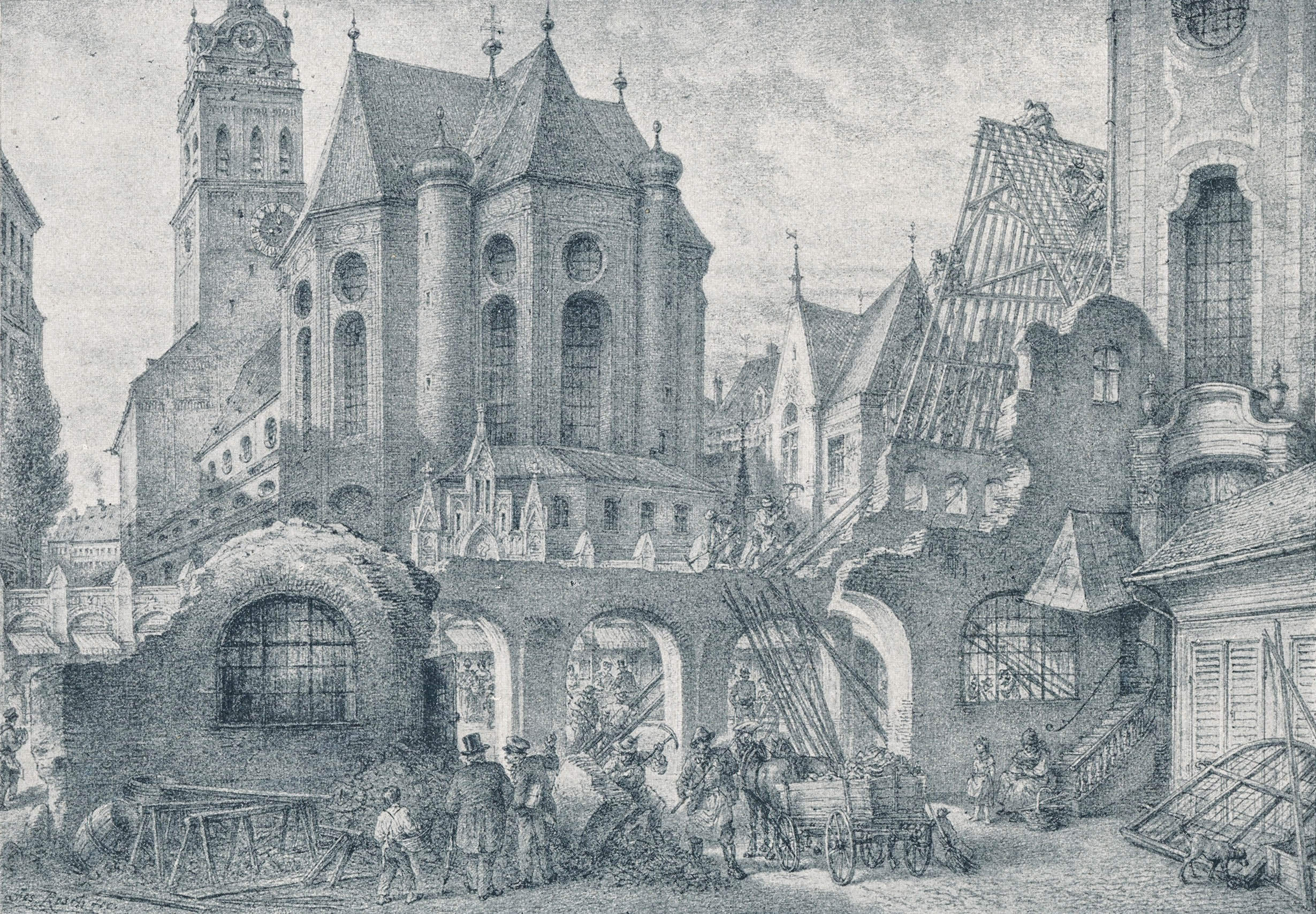 Der Abbruch der Fleischhalle (früher Pestspital dann Gedreidehaus)