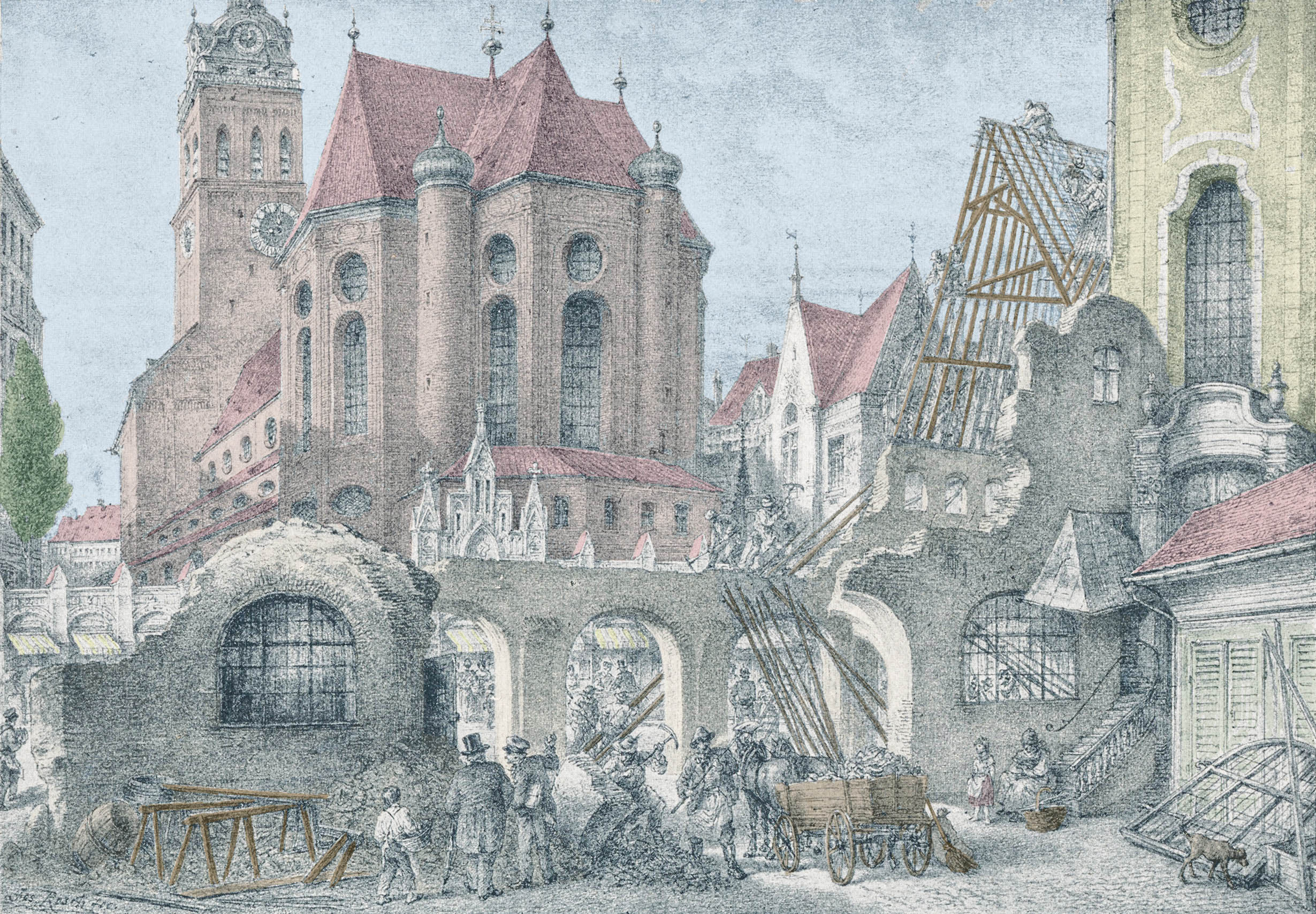 Der Abbruch der Fleischhalle (früher Pestspital dann Gedreidehaus)