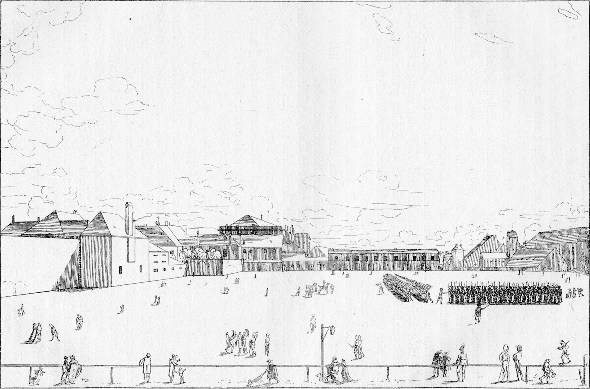 Der Max Josephs-Platz vor dem Bau des Hof- und Nationaltheaters des Königsbaues.