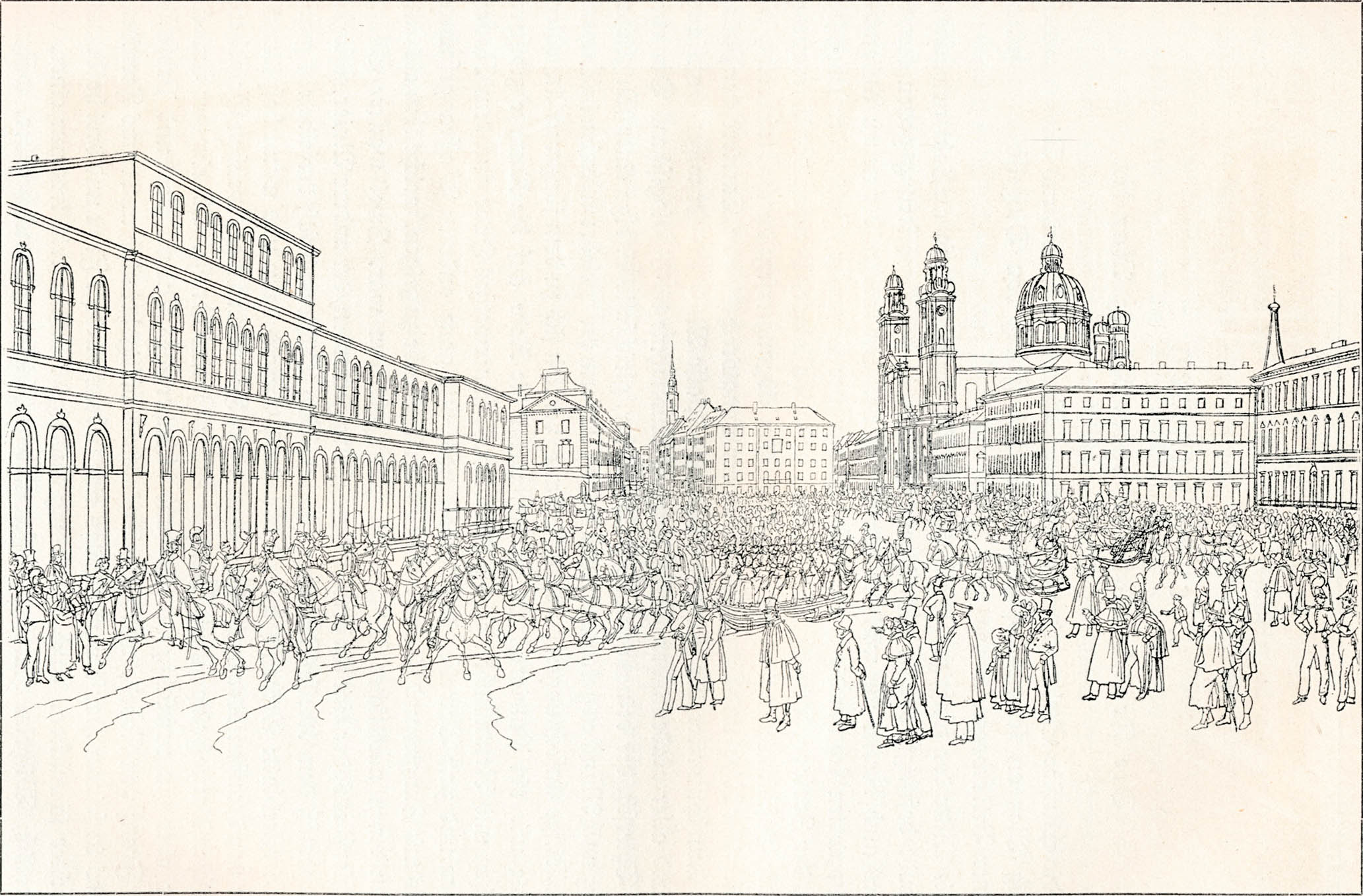 Schlittenfahrt des Hofes über den Odeonsplatz