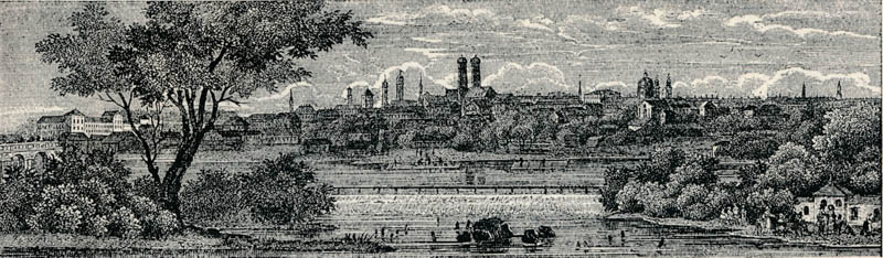 Blick auf München mit der Praterinsel