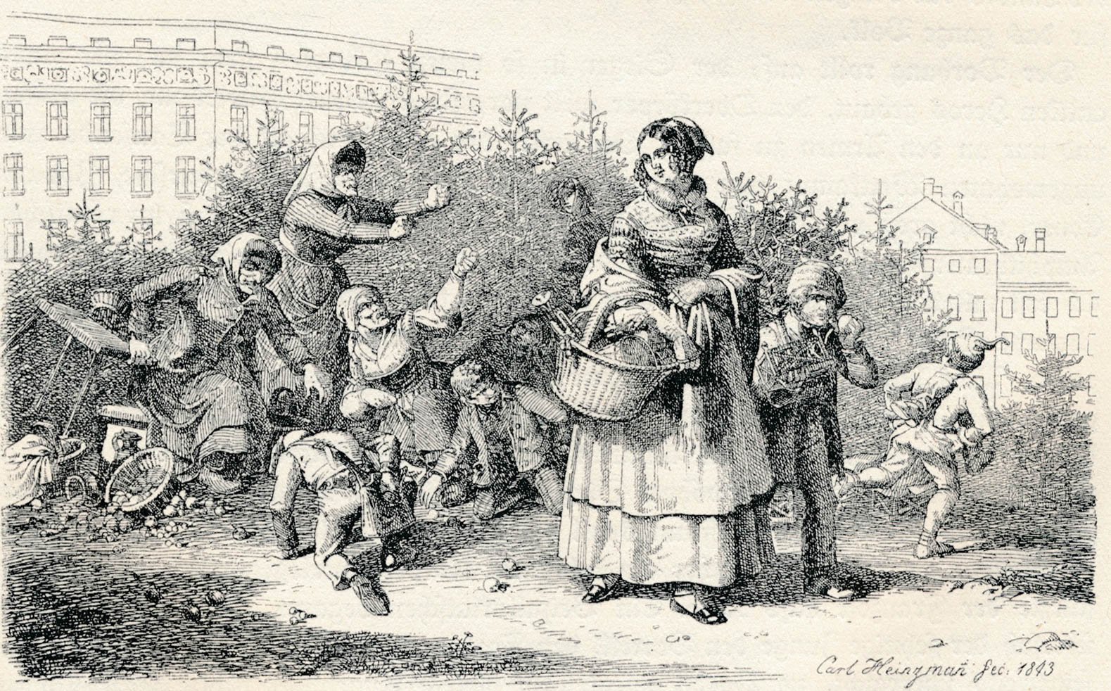 Weihnachtsmarkt auf dem Dultplatz, im Hintergrund das Himbselhaus