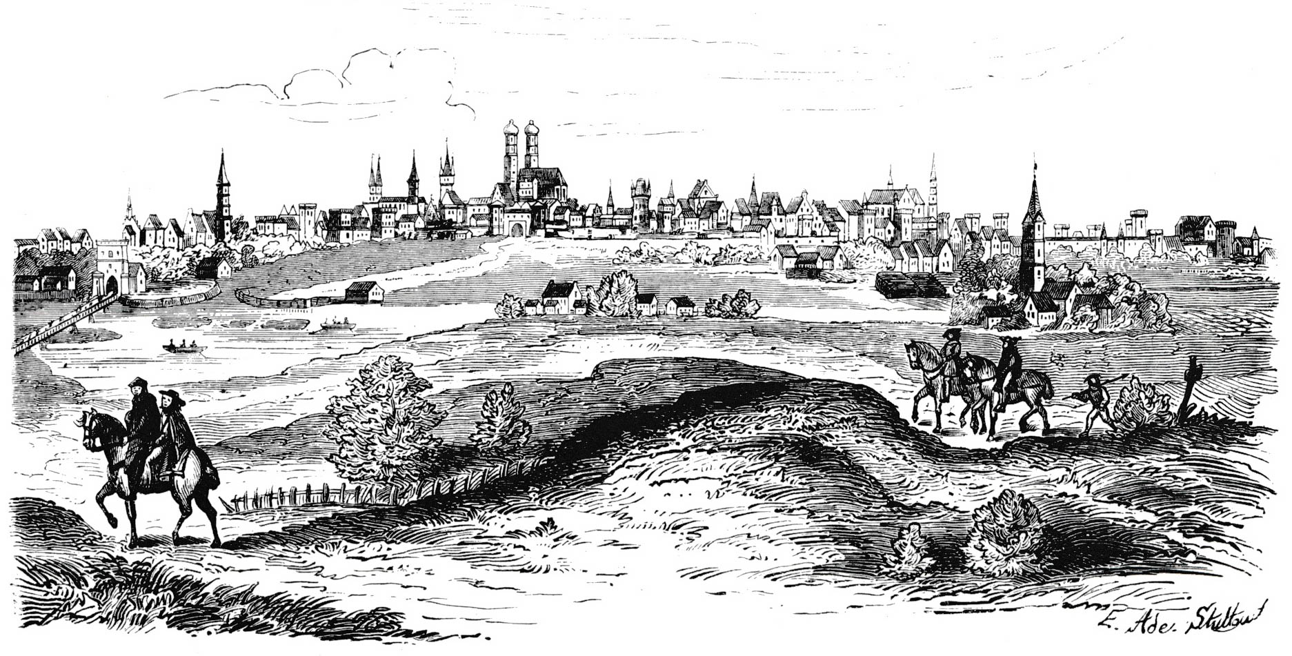 Ansicht der Stadt München von der Ostseite