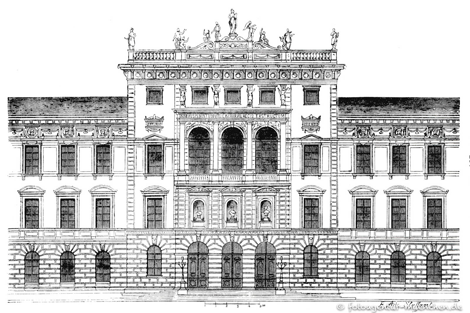 Das Polytechnikum. Mittelteil der Fassade