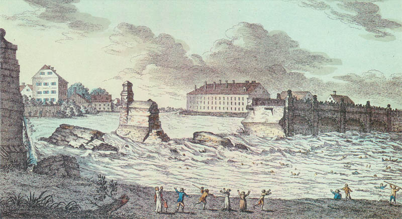 Die eingestürzte Isarbrücke 1813