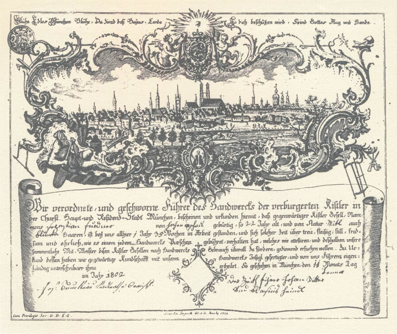 Kundschaftsbrief der Führer des Münchner Kistlerhandwerks