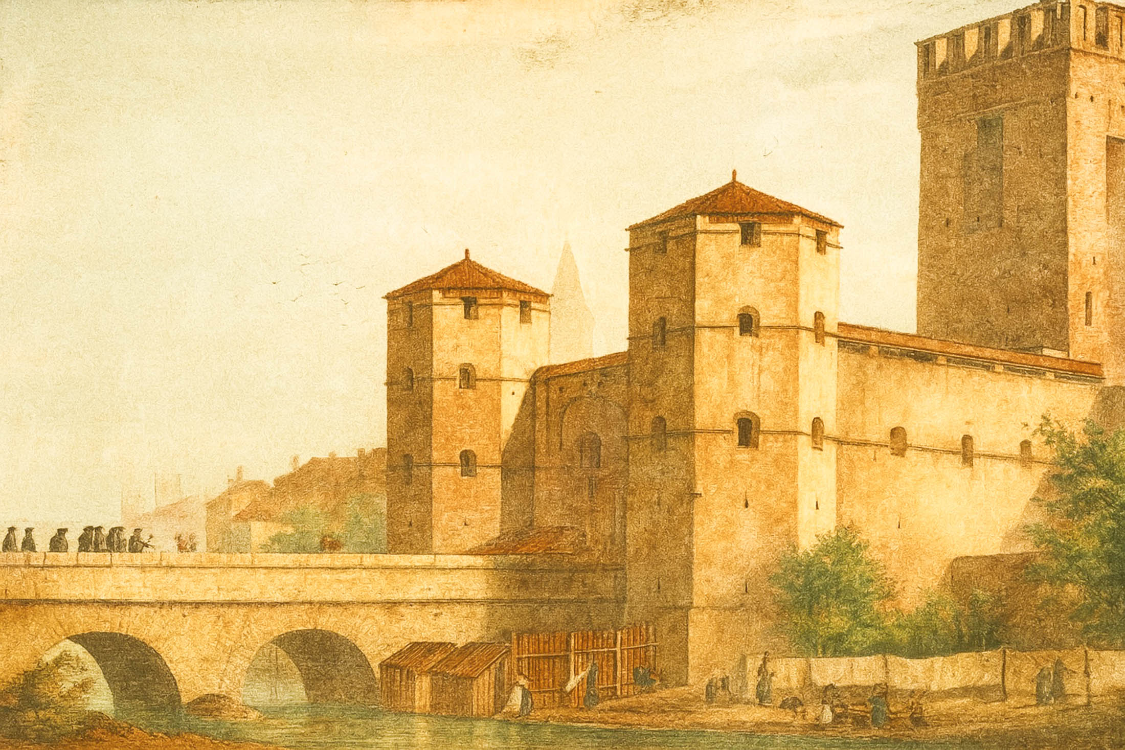 Das Isartor vom Tal aus 1820