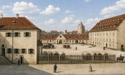 Huber Ludwig - Das Kgl. Zeughaus mit der Salitergebäude 1852
