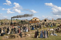 Eröffnung der Münchner-Augsburger Eisenbahn am 1. September 1839