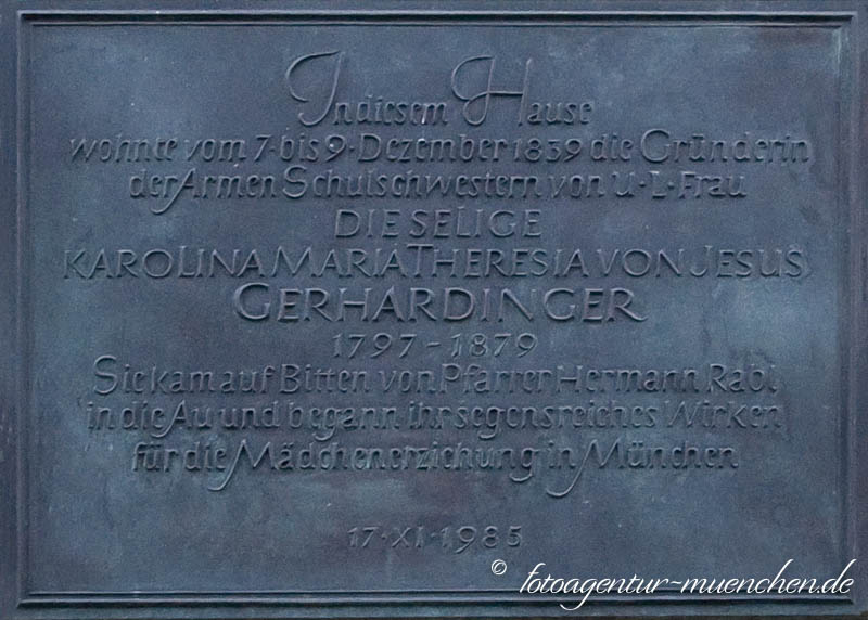 Gedenktafel - Karolina Gerhardinger – Denkmal/Kunstwerk in München