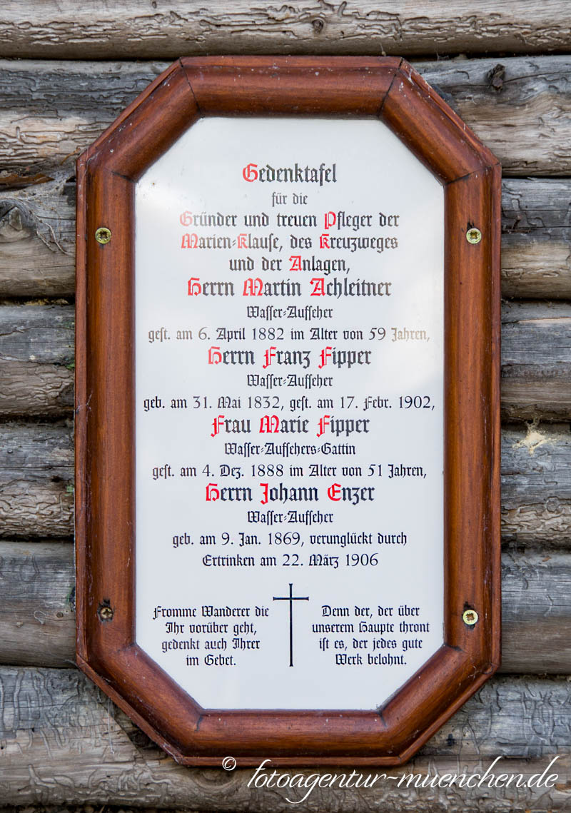 Marienklause - Gedenktafel