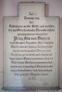 Gedenktafel - König Otto von Griechenland