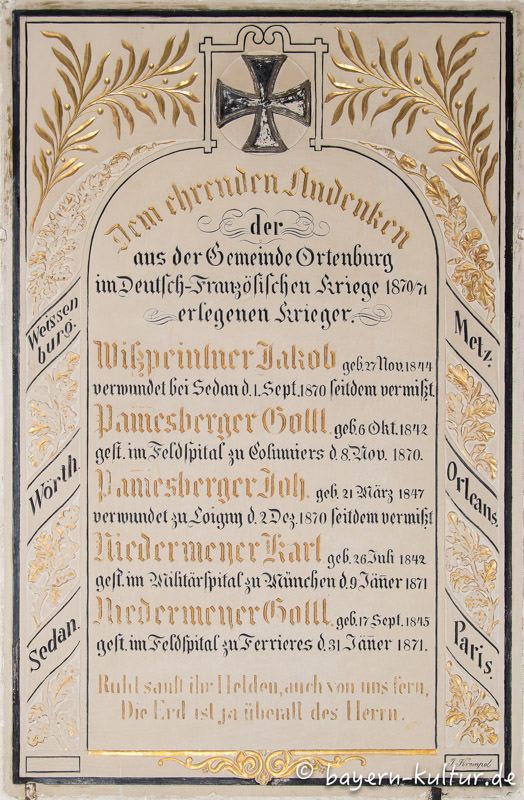 Kriegergedenktafel in der Marktkirche