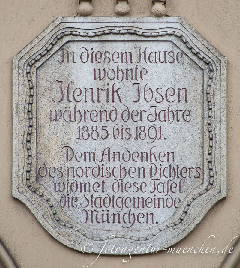 Gedenktafel  - Henrik Ibsen – Denkmal/Kunstwerk in München
