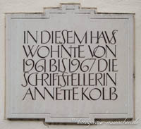 Gedenktafel - Annette Kolb – Foto aus München