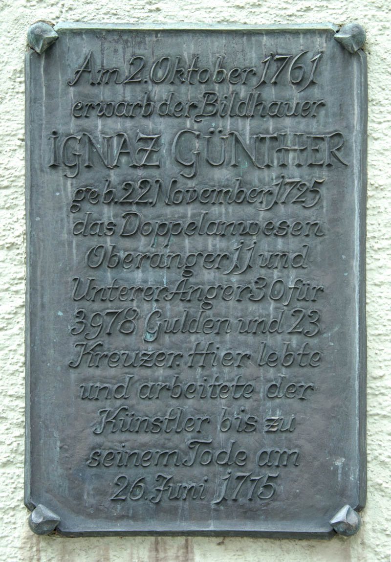 Gedenktafel Anwesen Ignaz Günther