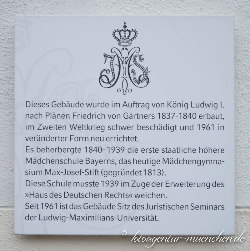 Gedenktafel - Mädchengymnasium Max-Joseph-Stift
