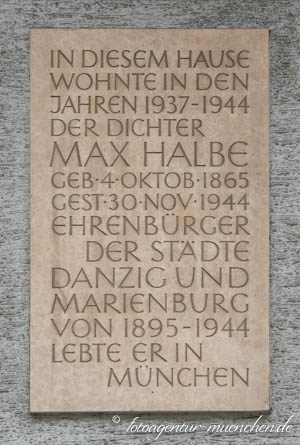 Gedenktafel - Max Halbe – Foto aus München