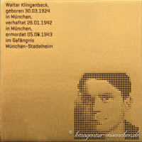 Erinnerungstafel für Walter Klingenbeck – Foto aus München