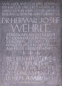Gerhard Willhalm – Gedenktafel - Hermann Josef Wehrle