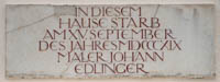 Gedenktafel - Johann Edlinger – Foto aus München