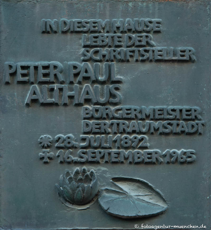 Gedenktafel - Peter Paul Althaus – Denkmal/Kunstwerk in München