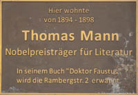 Gedenktafel - Thomas Mann – Foto aus München