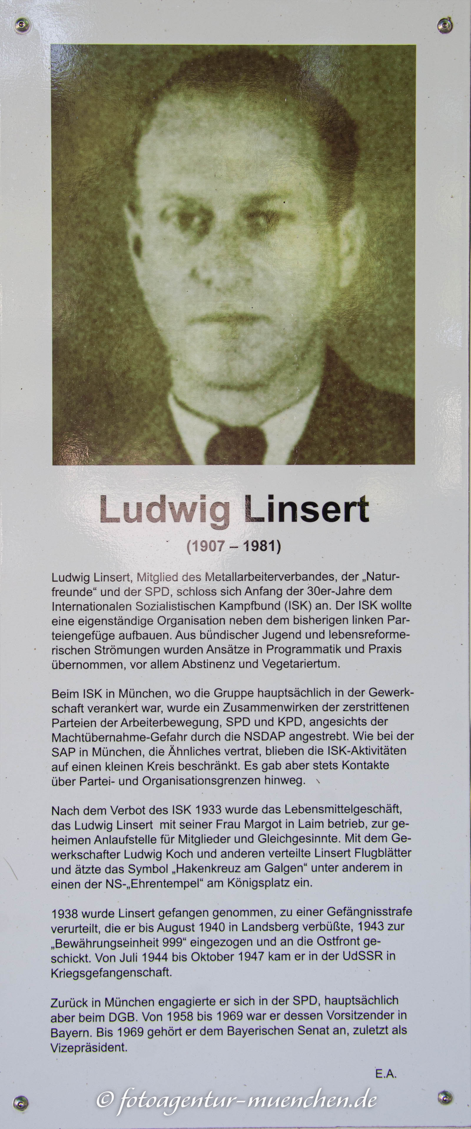 Gedenkstele für Ludwig Linsert