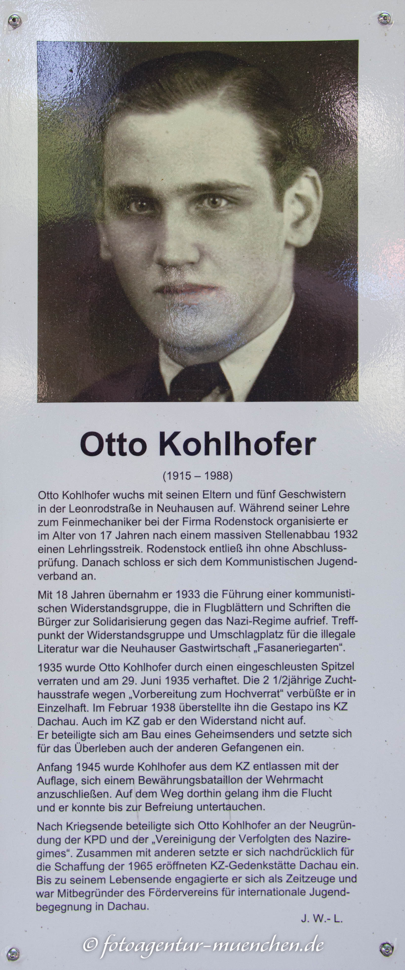 Gedenkstele für Otto Kohlhofer