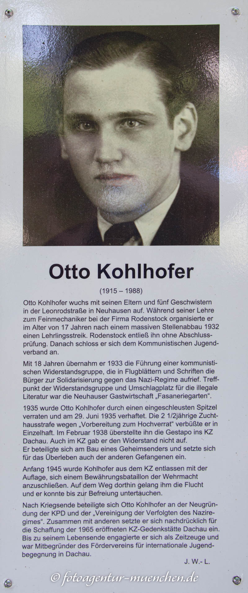 Gedenkstele für Otto Kohlhofer – Denkmal/Kunstwerk in München