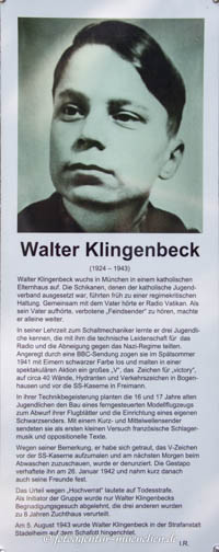 Gedenkstele - Walter Klingenbeck – Foto aus München
