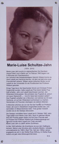 Gedenkstele - Marie-Luise Schultze-Jahn – Foto aus München