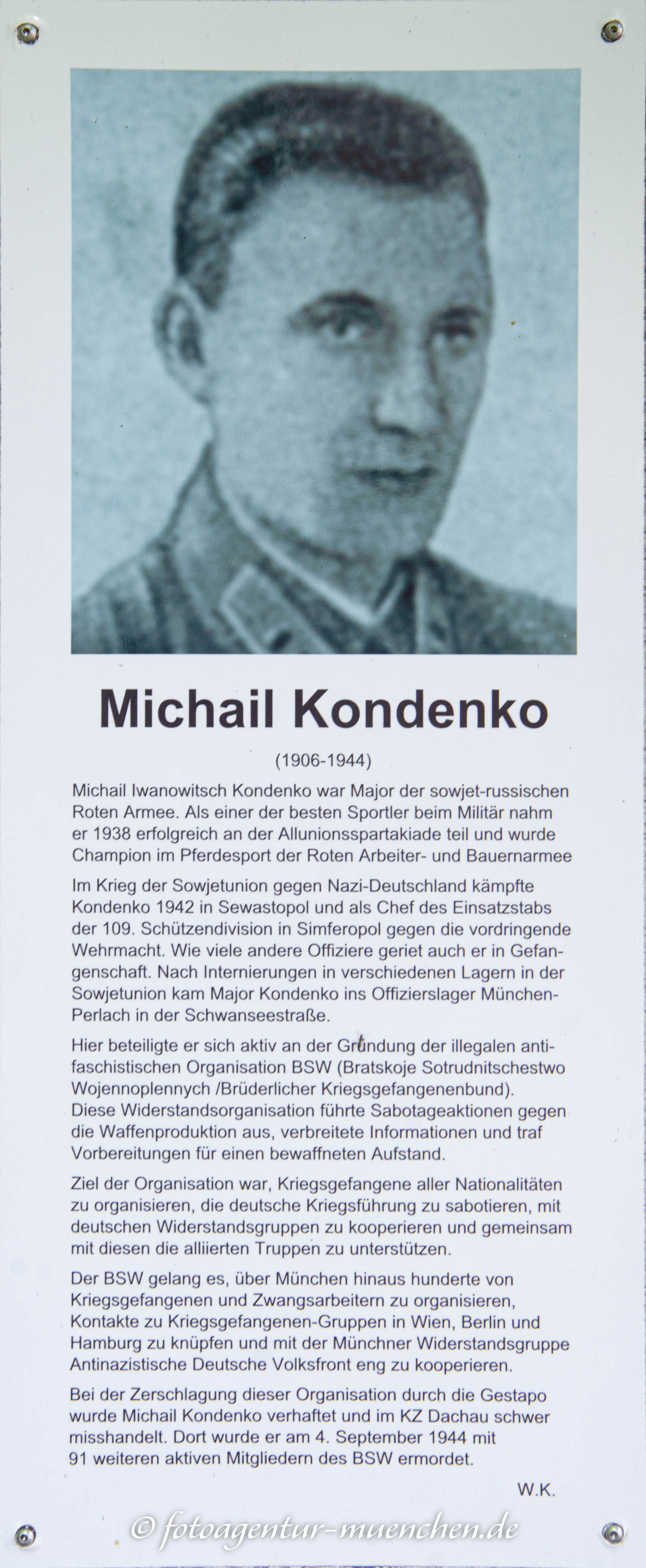 Gedenkstele - Michail Kondenko