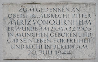 Gedenktafel - Albrecht Mertz Quirnheim – Foto aus München