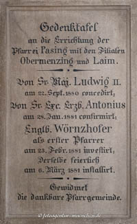 Gerhard Willhalm – Gedenktafel - Errichtung der Pfarrei Pasing