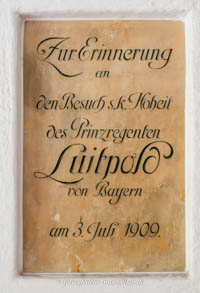 Gedenktafel - Besuch Prinzregent Luitpold – Foto aus München
