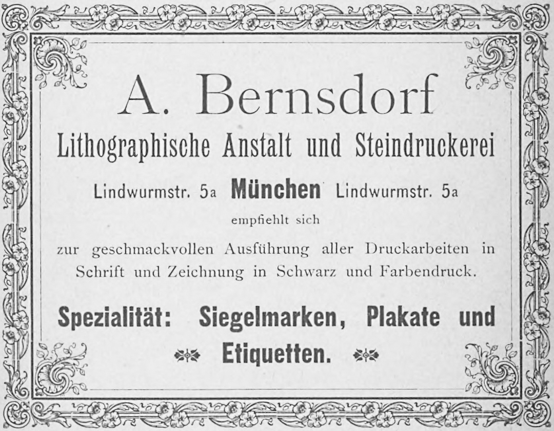 A. Bernsdorf - Lithographische Anstalt und Steindruckerei