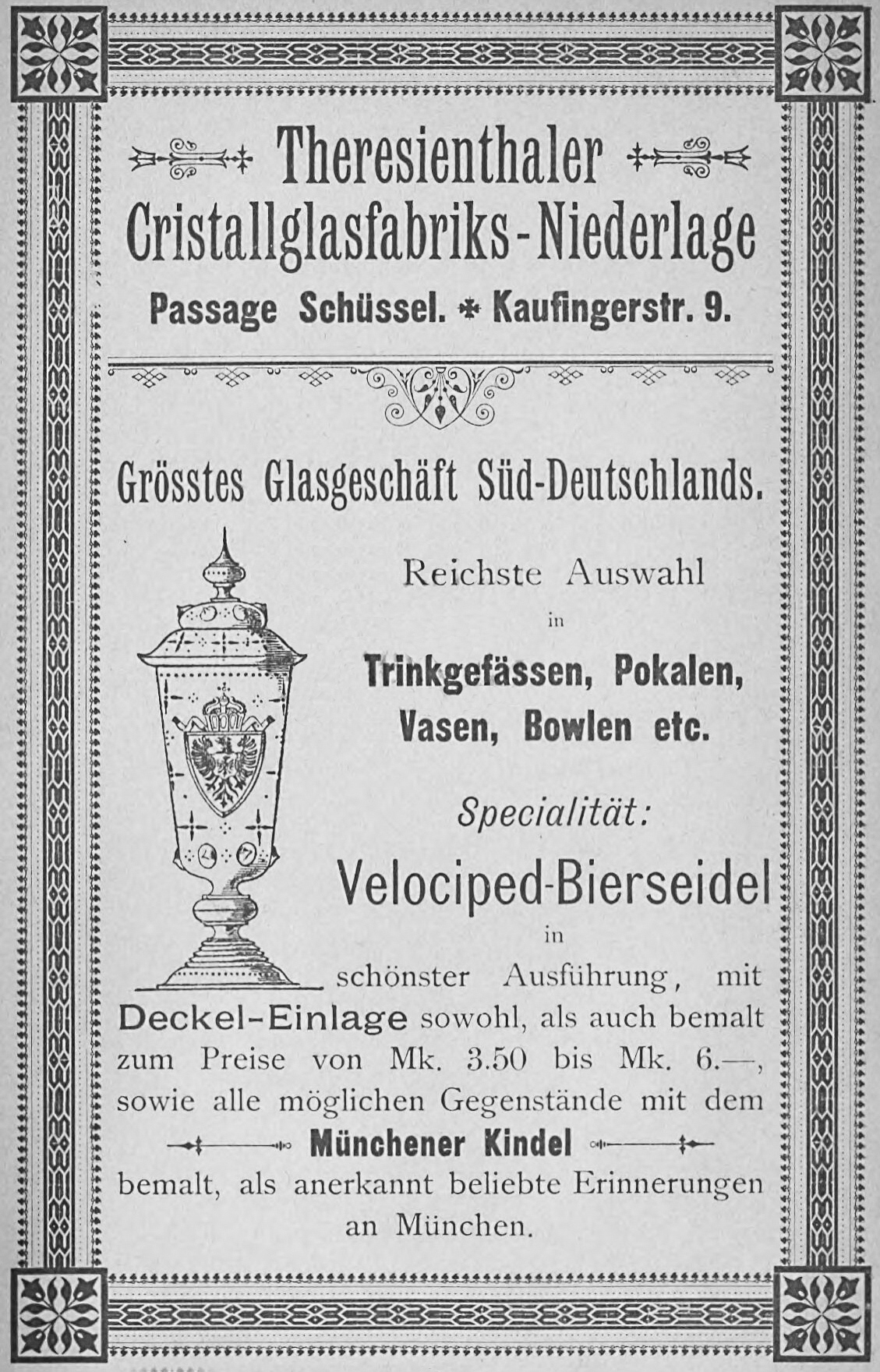 Theresienthaler Cristallglasfabriks-Niederlage