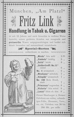 Fritz Link – Handlung in Tabak u. Cigarren